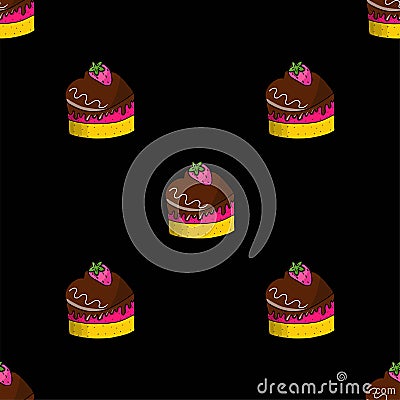 illustration with tasty bright cakes Vector Illustration